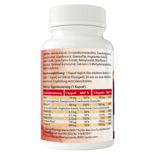 Eisenherz® 4-FACH Eisenkomplex mit 4-FACH Vitamin C & Folsäure